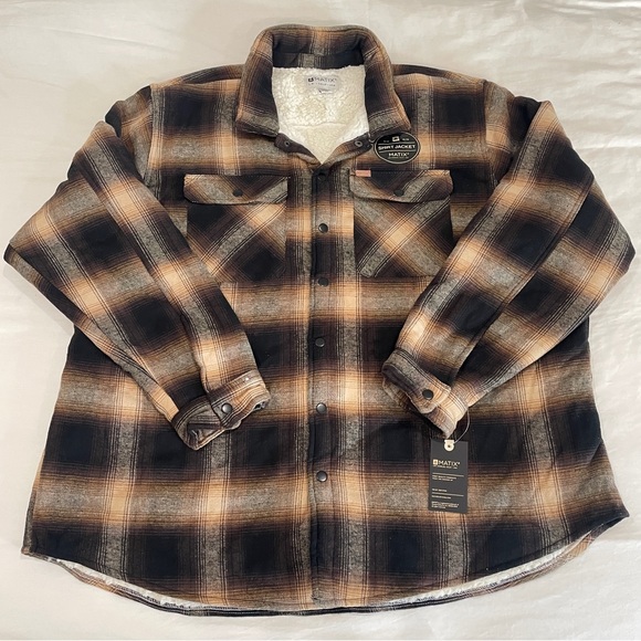 Matix Other - Matrix Men 4XL Plaid Shaket Sherpa Lined Black And Brown With Front Pockets